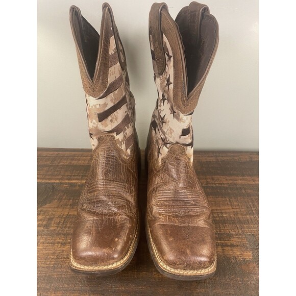 Durango DDB0397 Men’s 8.5M Western Boots Digi Camo Flag Square Toe Brown - Picture 3 of 9